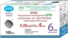 ИГЛА ИНЪЕКЦИОННАЯ ОДНОРАЗОВАЯ 0,22х4 33G х50 Германия SFM Hospital