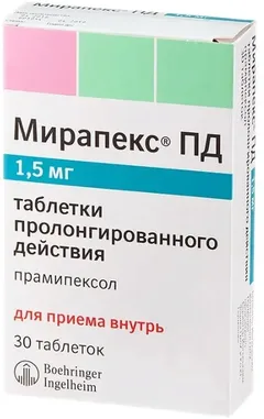 МИРАПЕКС ПД таб п/о пролонг. 0,375мг х10 Германия Boehringer Ingelheim