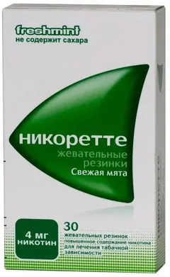 НИКОРЕТТЕ СВЕЖАЯ МЯТА жеват. рез. 2мг х30 McNeil Manufacturing