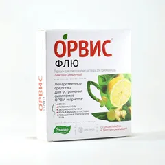 ОРВИС ФЛЮ пор. д/приг. р-ра (саше) 500мг+25мг+200мг х10 лимонно-имбирный Россия Эвалар