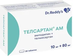 ТЕЛСАРТАН АМ таб 10мг+40мг х28 Индия Dr.Reddy"s Lab