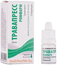ТРАВАПРЕСС капли глазные (фл.-кап.) 0,04мг/мл 2,5мл Румыния Rompharm
